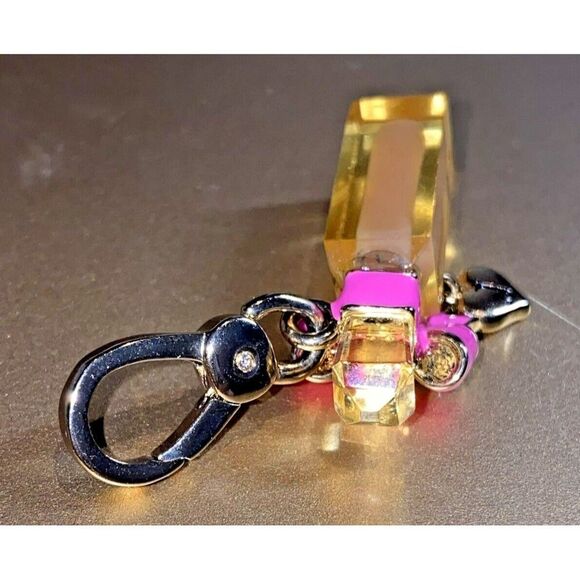 Juicy Couture 2013 Gold Viva La Fleur Pink Bow Fragrance Charm authentic RARE - Picture 11 of 11